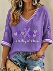 Women's  Alzheimer's Awareness Support Print V-Neck Tee