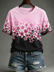 Women's Breast Cancer Awareness Flowers Short-sleeved T-shirt
