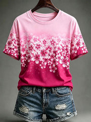 Women's Breast Cancer Awareness Flowers Short-sleeved T-shirt
