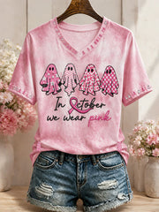 Women's Breast Cancer Awareness Art Printed T-shirt