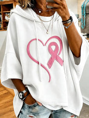 Women's Breast Cancer Prevention and Awareness Casual Printed Short-Sleeve Hoodie