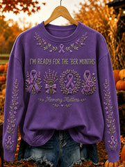 Women's Vintage Purple Ribbon Memory Matters Print Cozy Sweatshirt