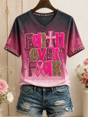 Women's Breast Cancer Awareness Art Printed T-shirt