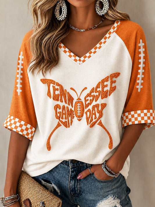 Women's Tennessee Football Game Day Casual Printed T-shirt