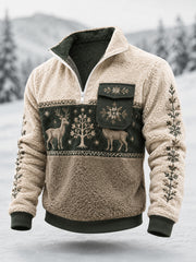 Men’s Nordic Reindeer Heritage Plush Zipper Pullover