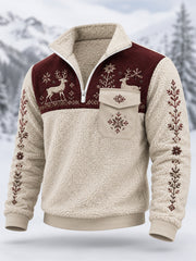 Men’s Nordic Reindeer Heritage Plush Zipper Pullover