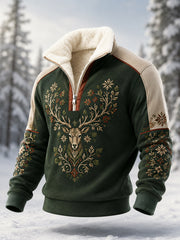 Men’s Nordic Reindeer Heritage Plush Zipper Pullover