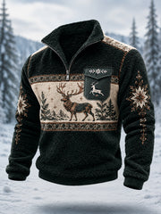 Men’s Nordic Reindeer Heritage Plush Zipper Pullover