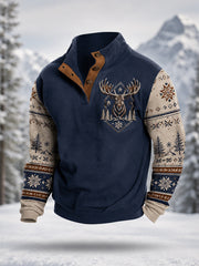 Men's Winter Moose Print Casual Pullover