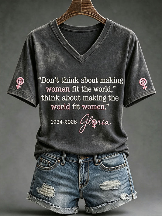 Women’s “Don’t think about making women fit the world, think about making the world fit women." V-neck T-shirts