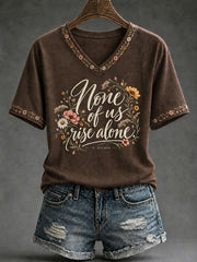 Women's 'None of Us Rise Alone' Feminist Art Commemorative T-shirt