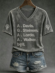 Women's clothing, list of feminists, V-neck T-shirts
