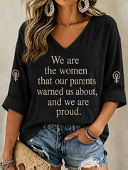 Women's RIP Retro Feminist Icon Print V-Neck Tee