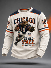 Men's Chicago VS All Y'all Football Gameday Gift For Football Fans Casual Waffle Long Sleeve T-Shirt