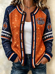 Women's Football Gameday Gift For Football Fans Cardigan-Style Knit Jacket