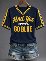 Women's Michigan University Football Lover Printed T-shirt