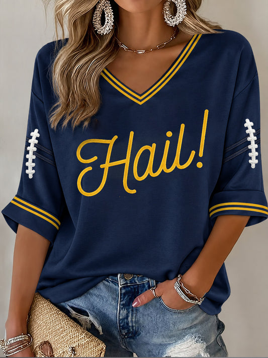 Women's Michigan University Football Lover Printed T-shirt