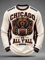 Men's Football Gameday Gift For Football Fans Print Casual Waffle Long Sleeve T-Shirt
