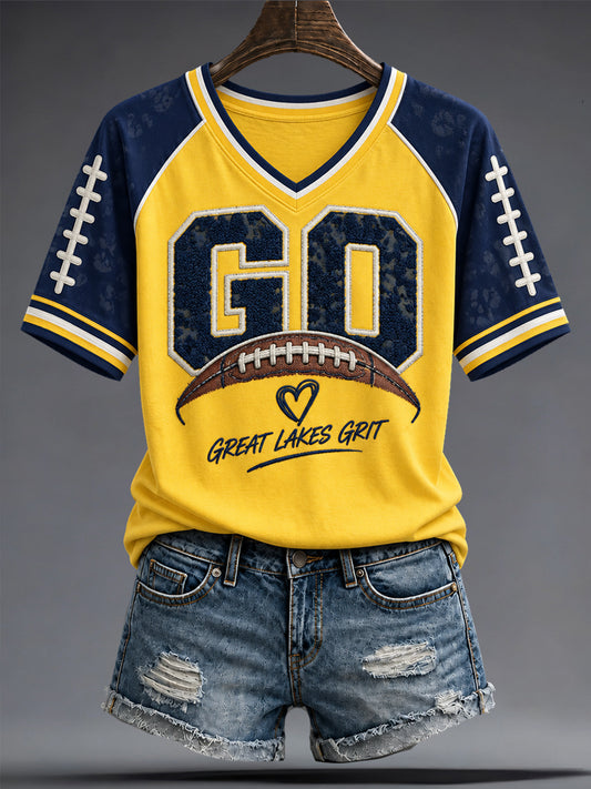 Women's Michigan University Football Lover Printed T-shirt