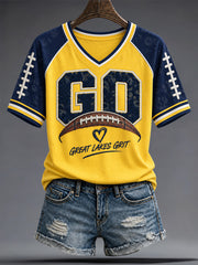 Women's Michigan University Football Lover Printed T-shirt