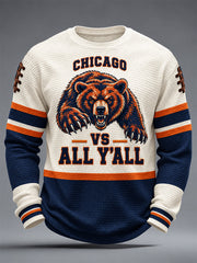 Men's Football Gameday Gift For Football Fans Print Casual Waffle Long Sleeve T-Shirt