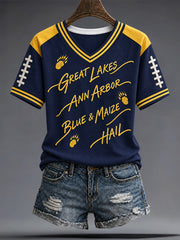 Women's Michigan University Football Lover Printed T-shirt