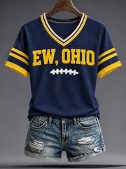 Women's Michigan University Football Lover Printed T-shirt