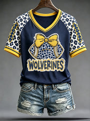 Women's Michigan University Football Lover Printed T-shirt