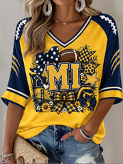Women's Michigan University Football Lover Printed T-shirt