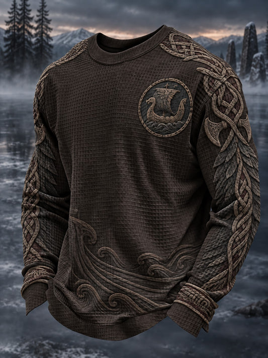 Men's Viking Printed Waffle Long Sleeve T-Shirt