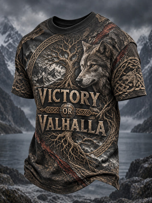 Men's Viking Victory Or Valhalla Printed T-shirt
