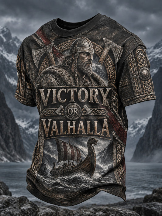 Men's Viking Victory Or Valhalla Printed T-shirt