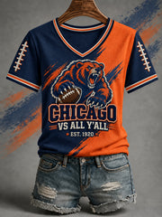 Women's Chicago VS All Y'all Football Gameday Gift For Football Fans Casual V-Neck Tee