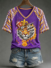 Women's College Football Fan V-Neck T-Shirts