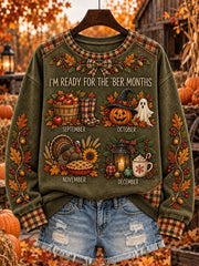 Women's autumn and winter theme pattern design casual sweatshirt