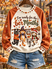 Women's I'm Ready For The 'ber Months Cute Cats Print Cozy Sweatshirt