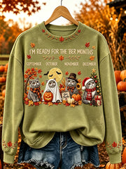 Women's I'm Ready For The 'ber Months Cute Cats Print Cozy Sweatshirt