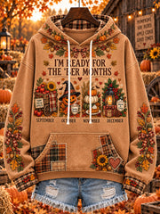Women's autumn and winter theme pattern design casual hoodie