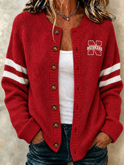 Women's Football Game Day Casual Cardigan-Style Knit Jacket