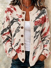 Women's Football Game Day Casual Cardigan-Style Knit Jacket