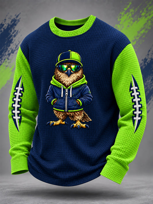 Men's Football Gameday Gift For Football Fans Casual Waffle Long Sleeve T-Shirt