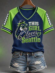 Women's Football Gameday Gift For Football Fans Casual V-Neck Tee