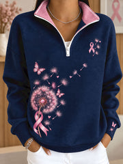 Women's Breast Cancer Awareness Floral Art Printed Sweatshirt
