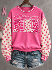 Women's Breast Cancer Awareness Floral Art Printed Sweatshirt