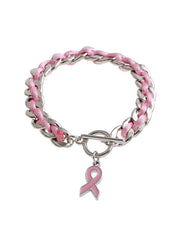 Women's Breast Cancer Pink Ribbon Bracelet