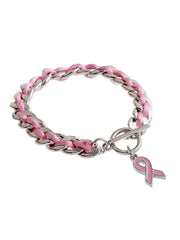Women's Breast Cancer Pink Ribbon Bracelet