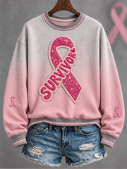 Women's Breast Cancer Awareness Floral Art Printed Sweatshirt