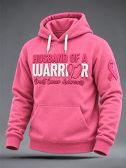 Men's Husband of a Warrior Cancer  Print Oversized Drop-Shoulder Hoodie With Pockets