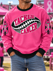 Men's Pink Out Tackle Breast Cancer Print Breast Cancer Awareness Sweatshirt