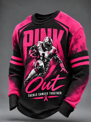 Men's Breast Cancer Awareness Print Waffle Sweatshirt